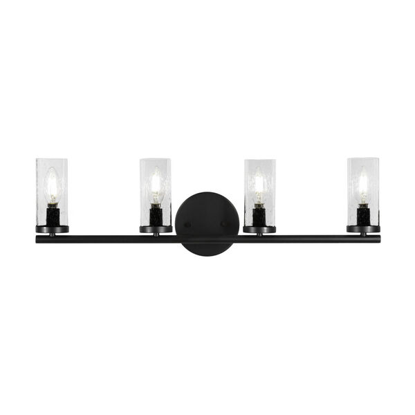 Trinity Matte Black Four-Light Bath Vanity with Clear Bubble Glass, image 1