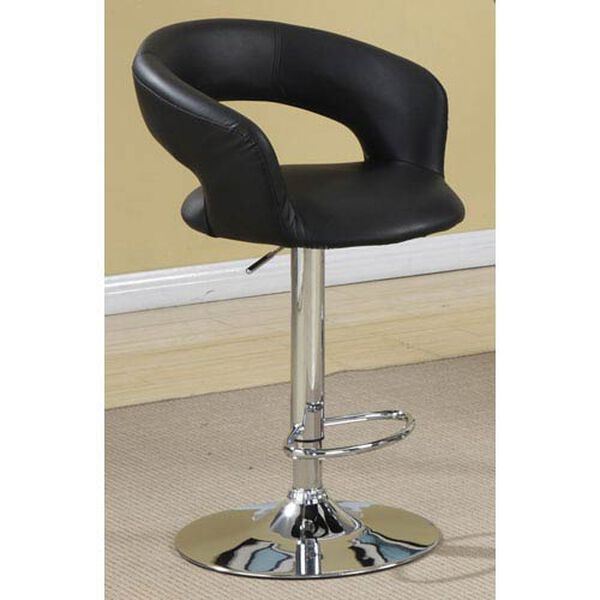 29-Inch Black Upholstered Bar Chair with Adjustable Height, image 1