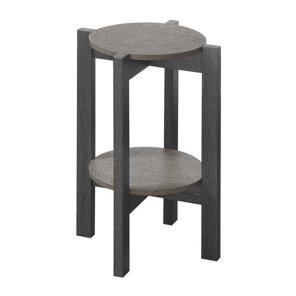 Newport Faux Cement and Weathered Gray 15-Inch Plant Stand, image 1