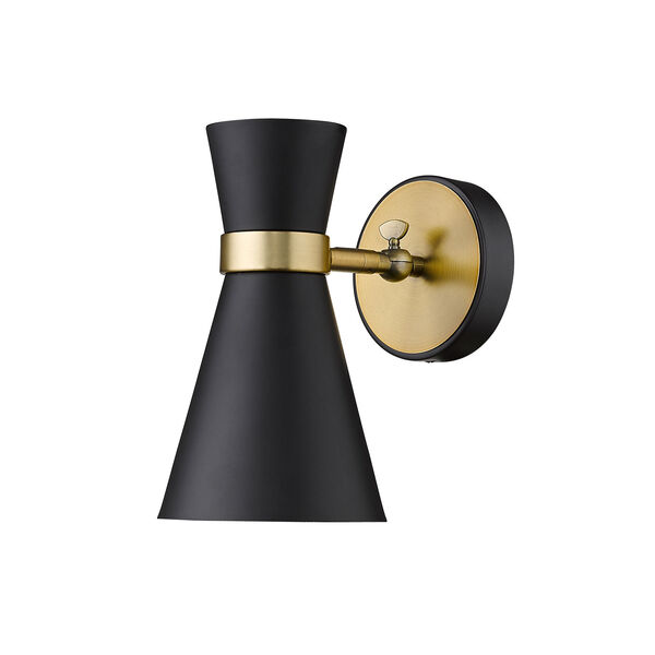 Soriano Matte Black and Heritage Brass One-Light Wall Sconce, image 4