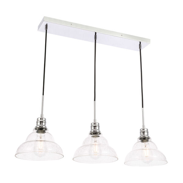 Clive Chrome Three-Light Pendant with Clear Seeded Glass, image 4