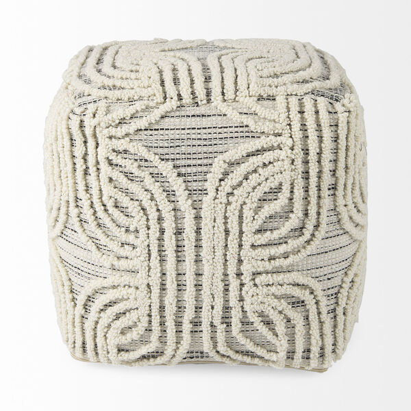 Amaya Multicolor Wool and Cotton Pouf, image 4