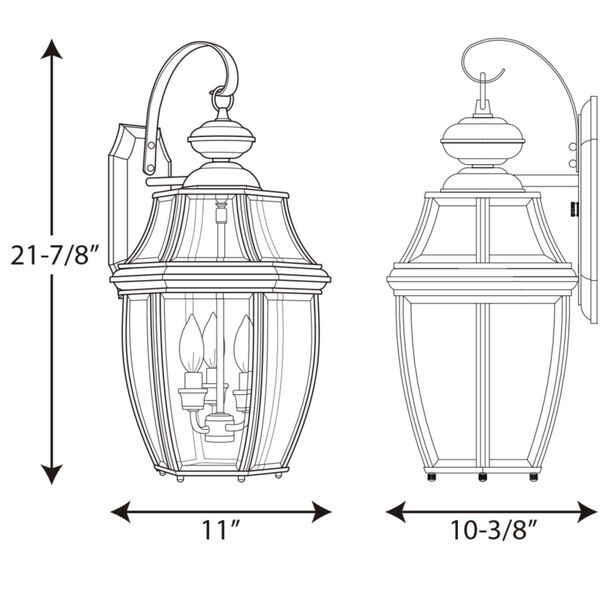 P6612-31: New Haven Black Three-Light Outdoor Wall Mount, image 2