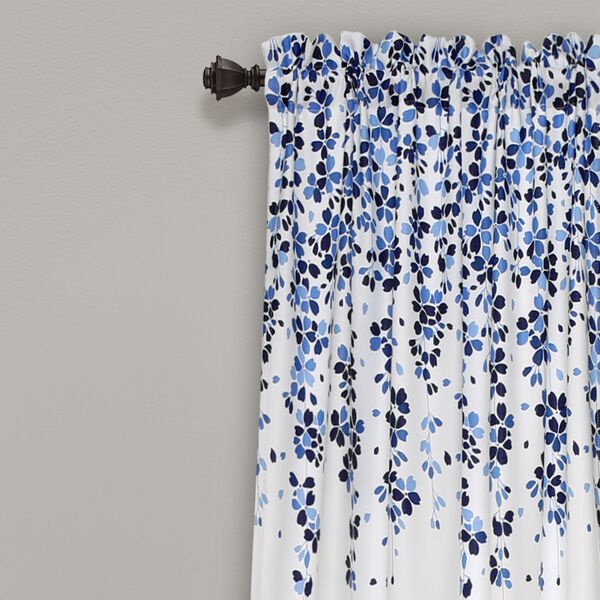 Weeping Flower Navy and Blue 95 x 52 In. Room Darkening Curtain Panel Set, image 2
