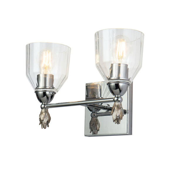 Fun Finial Polished Chrome Silver Two-Light Wall Sconce, image 1