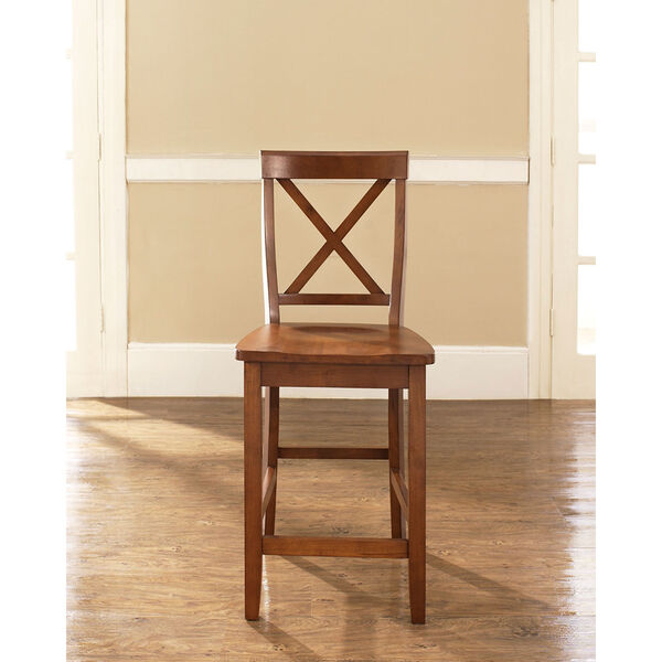 X-Back Bar Stool in Classic Cherry Finish with 24 Inch Seat Height- Set of Two, image 4