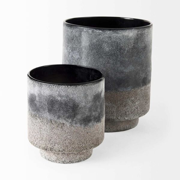 Squally Black and Brown Ceramic Ombre Textured Small Vase, image 3