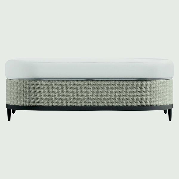 Captiva Pewter Gray and White Outdoor Ottoman, image 2