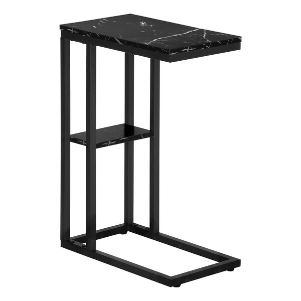 Black Marble End Table with Shelf, image 1