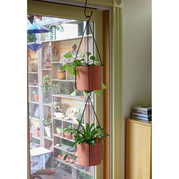Vera Burnt Sienna and Galvanized Steel Hanging Planter with Pot, image 5