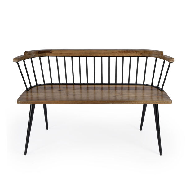 Tempe Brown and Black Spindle Back Bench, image 2