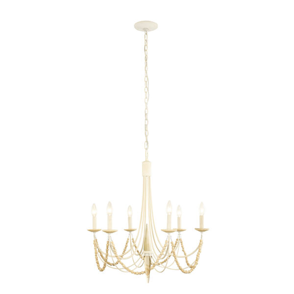 Brentwood Country White Six-Light Chandelier, image 1