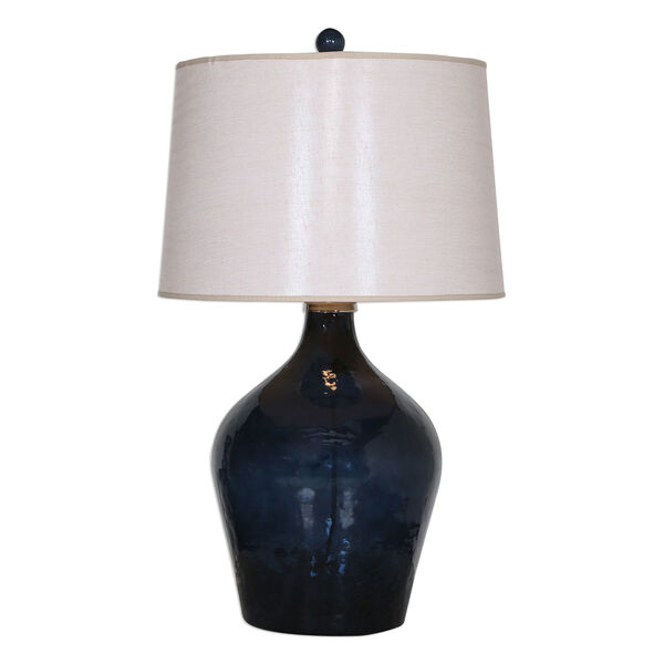 Lamone Nickel Blue Glass Lamp, image 1
