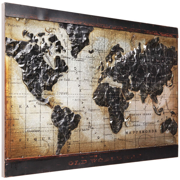 World Map 2 Mixed Media Iron Hand Painted Dimensional Wall Art, image 3