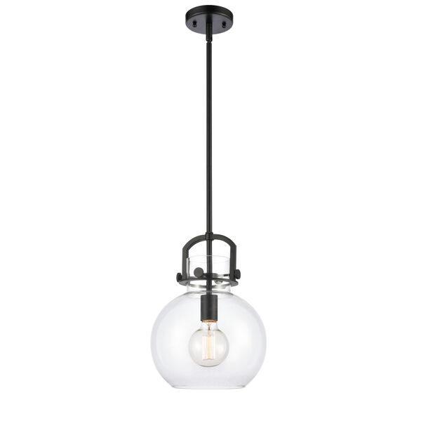Newton Matte Black One-Light Pendant with Clear Sphere Glass, image 1