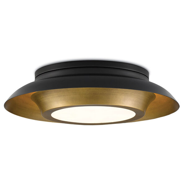Metaphor Painted Antique Brass and Painted Black Three-Light Flush Mount, image 1