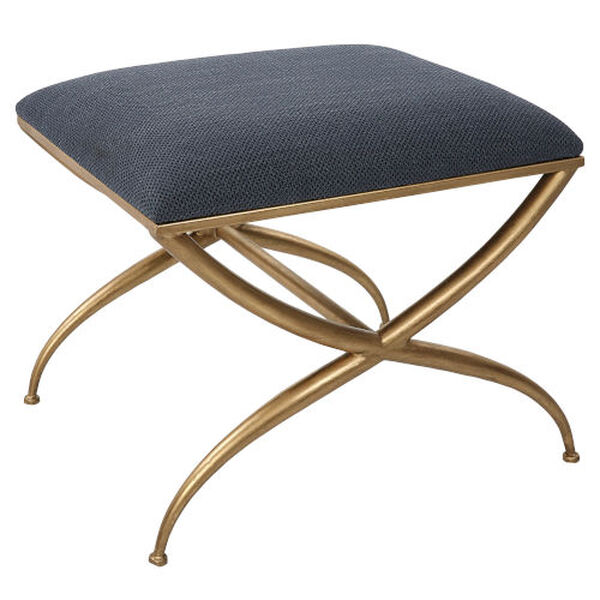 Crossing Gold and Navy Blue Small Bench, image 4