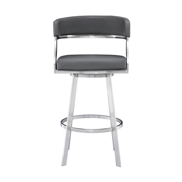 Saturn Gray and Stainless Steel 30-Inch Bar Stool, image 2