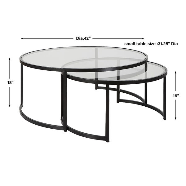 Rhea Satin Black Nesting Coffee Table, Set of 2, image 3