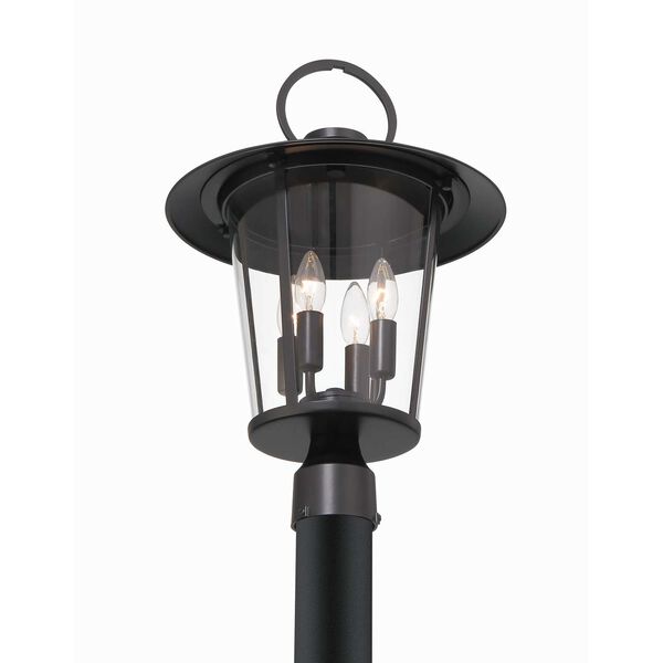 Andover Matte Black Four-Light Outdoor Lantern Post, image 2