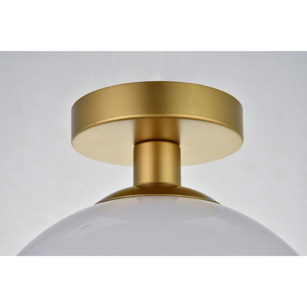 Baxter Brass and Frosted White Nine-Inch One-Light Semi-Flush Mount, image 5