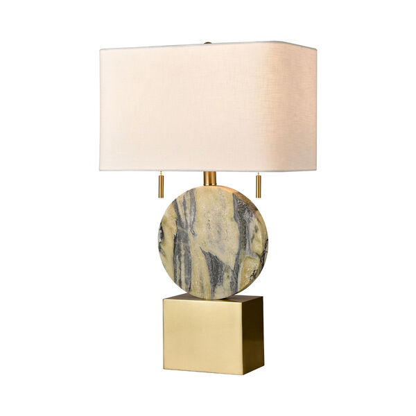 Carrin Natural Stone and Honey Brass Two-Light Table Lamp, image 1