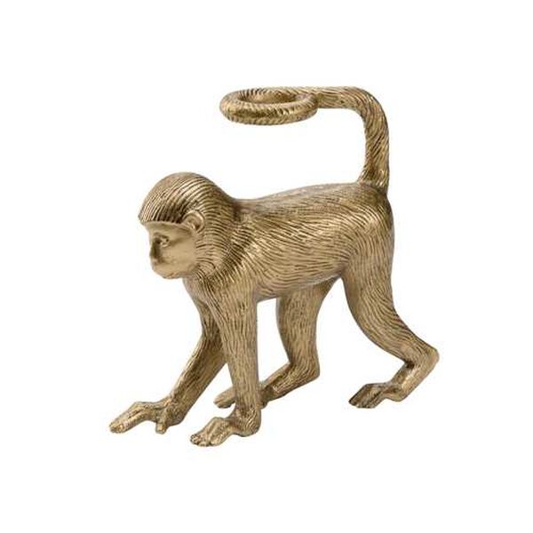 Antique Brass Right Facing Monkey Statue, image 1