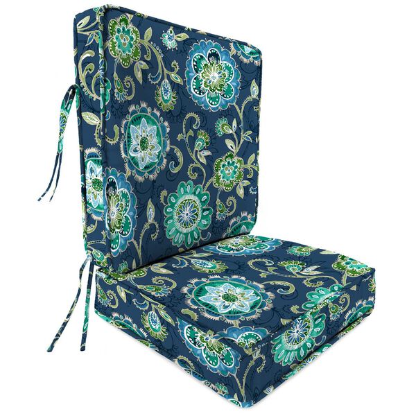 Fanfare Capri Blue Two-Piece 22 x 45 Inches Boxed Edge Outdoor Back and Seat Cushion, image 1