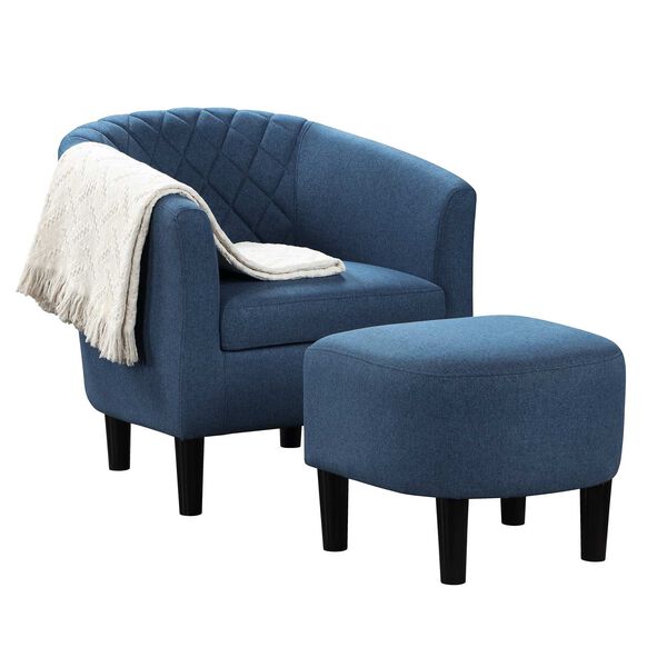 Take A Seat Blue Fabric Roosevelt Accent Chair with Ottoman, image 3