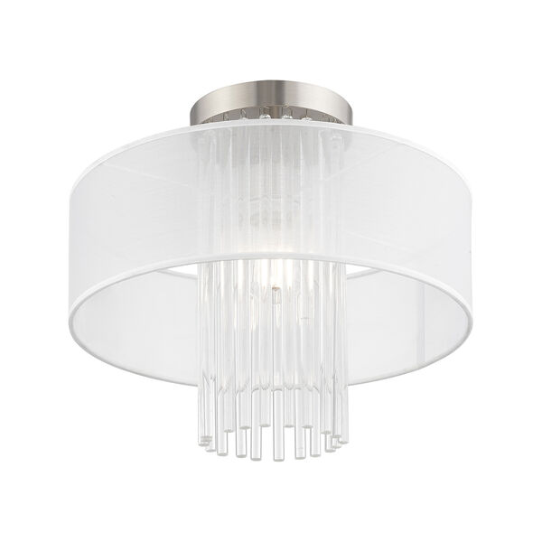 Alexis Brushed Nickel 15-Inch One-Light Ceiling Mount with Clear Crystal Rods, image 4