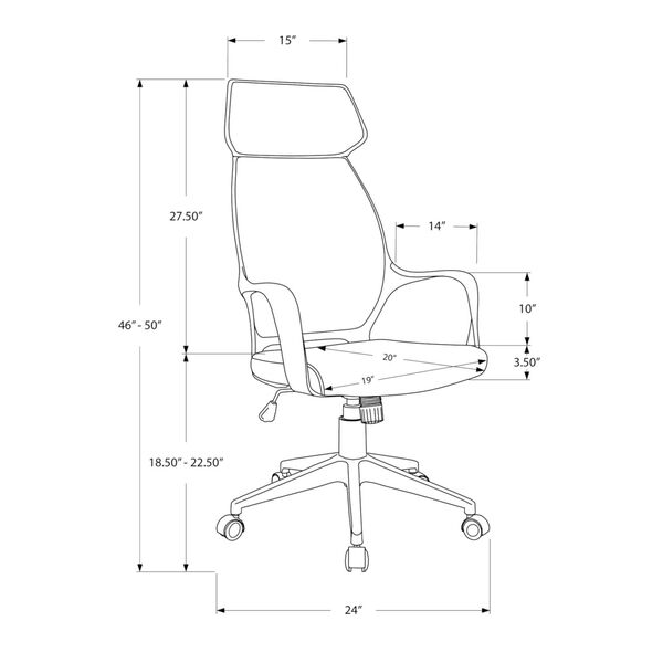 Gray 46-Inch High Back Executive Office Chair, image 5