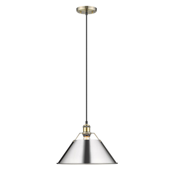 Orwell AB Aged Brass 14-Inch One-Light Pendant with Chrome Shade, image 1