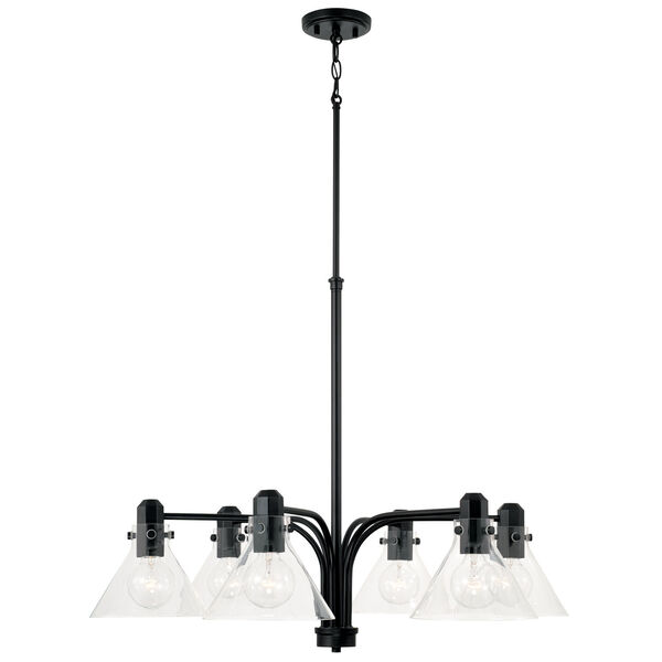 Greer Matte Black Six-Light Chandelier with Clear Glass, image 2