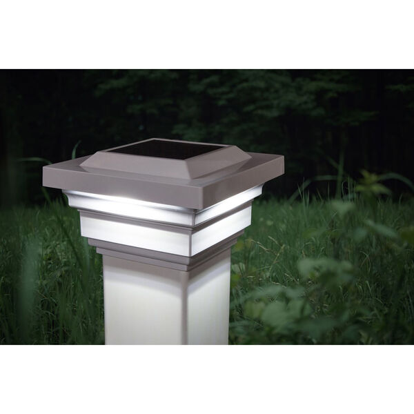 White PVC Regal 4X4 LED Solar Powered Post Cap, image 2