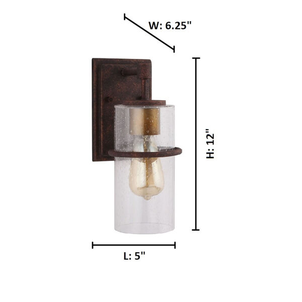 Brandel Rust Six-Inch One-Light Outdoor Wall Sconce, image 3
