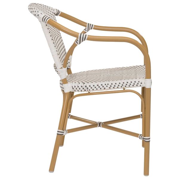 Alu Affaire Valerie White, Cappuccino and Almond Outdoor Dining Arm Chair, image 3