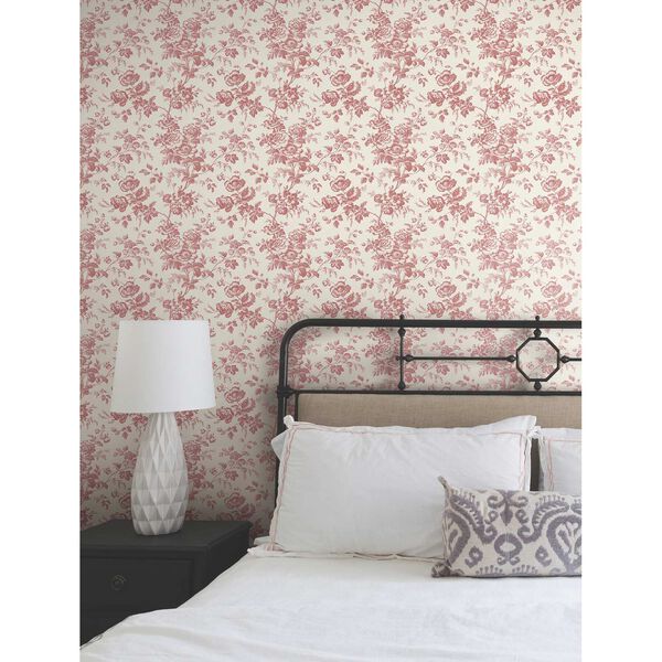 Anemone Toile French Red Wallpaper, image 1