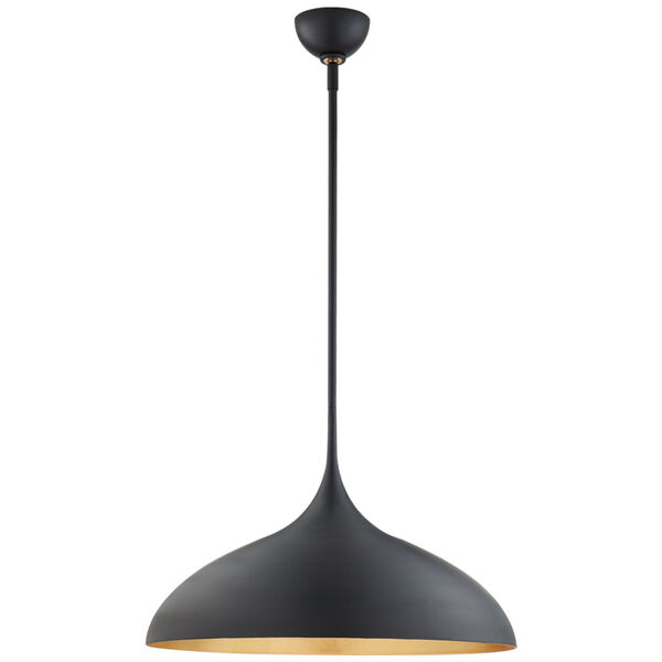 Agnes Large Pendant in Matte Black with Gild Interior by AERIN, image 1
