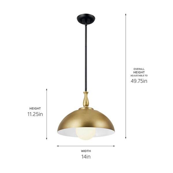Homestead Natural Brass and Black 14-Inch One-Light Pendant, image 3