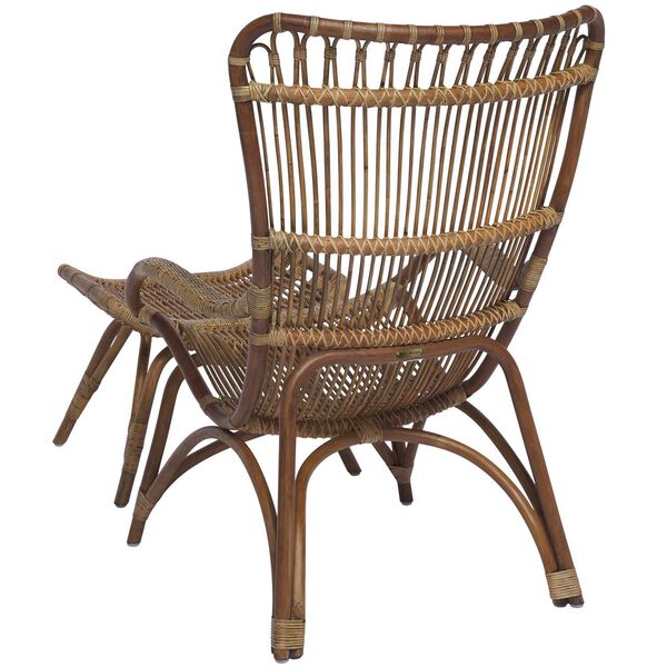 Monet Antique Highback Rattan Lounge Chair and Footstool, image 10