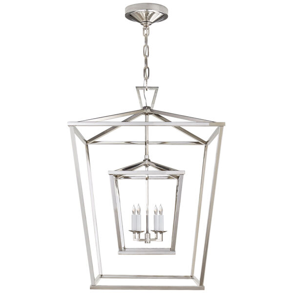 Darlana Large Double Cage Lantern in Polished Nickel by Chapman and Myers, image 1