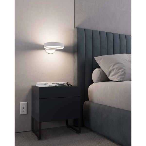 Light Guide Ring Satin White LED Wall Sconce with Satin White Interior Shade, image 3