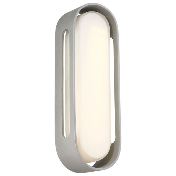 Floating Oval Sand Silver LED Outdoor Wall Sconce, image 1