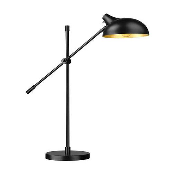 Bellamy Matte Black One-Light Table Lamp with Matte Black Gold Steel Shade, image 1