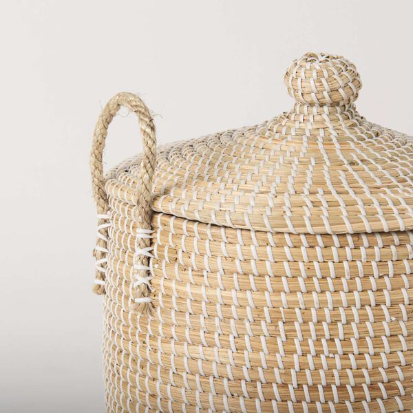Olivia Beige Seagrass Basket with Lid and Handles, Set of 3, image 5
