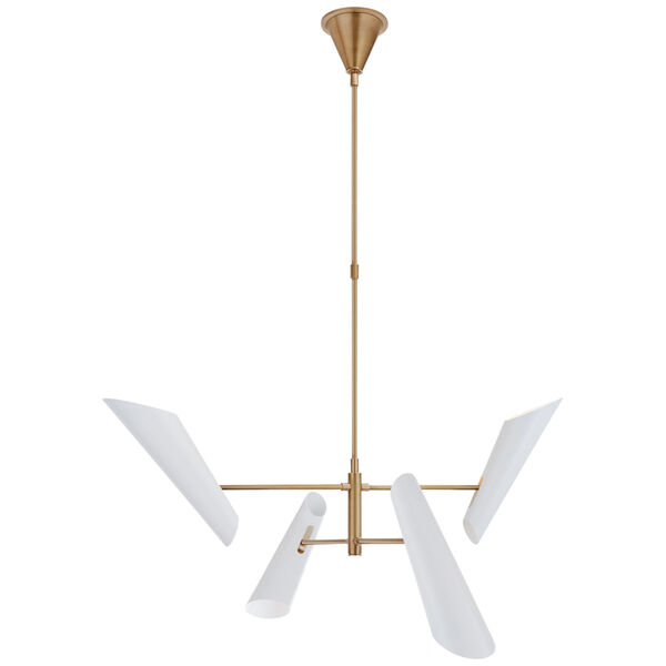 Franca Small Pivoting Chandelier in Hand-Rubbed Antique Brass with White Shades by AERIN, image 1
