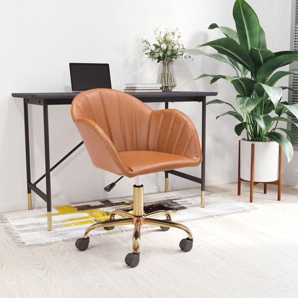 Sagart Tan and Gold Office Chair, image 2