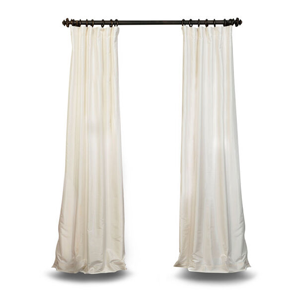 Off White Vintage Textured 96 x 50 In. Faux Dupioni Silk Single Panel Curtain, image 1