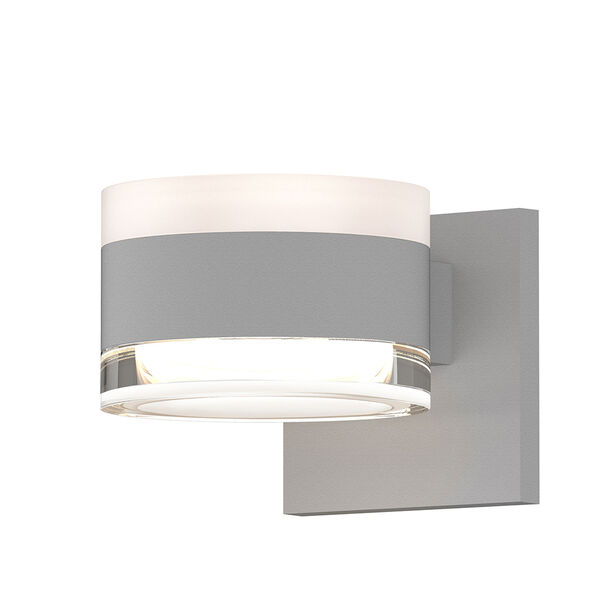 Inside-Out REALS Textured White Up Down LED Wall Sconce with Cylinder Lens and Cylinder Cap - White Cap with Clear Lens, image 1