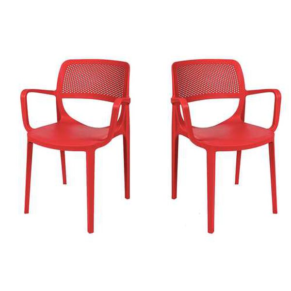 Mila Red Outdoor Stackable Armchair, Set of Four, image 1